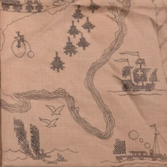 Vintage Linen Stamped X-Stitch Sampler: The History of Transportation - Picture 8 of 11